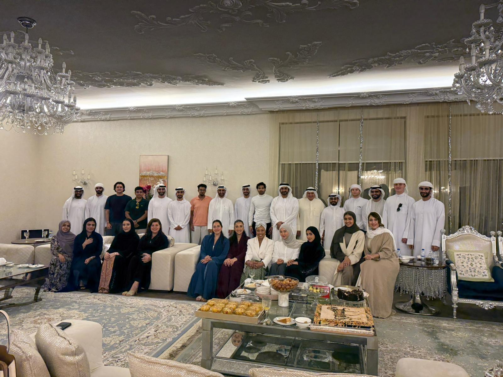 Delegation and hosts gathered together in a majlis in the United Arab Emirates